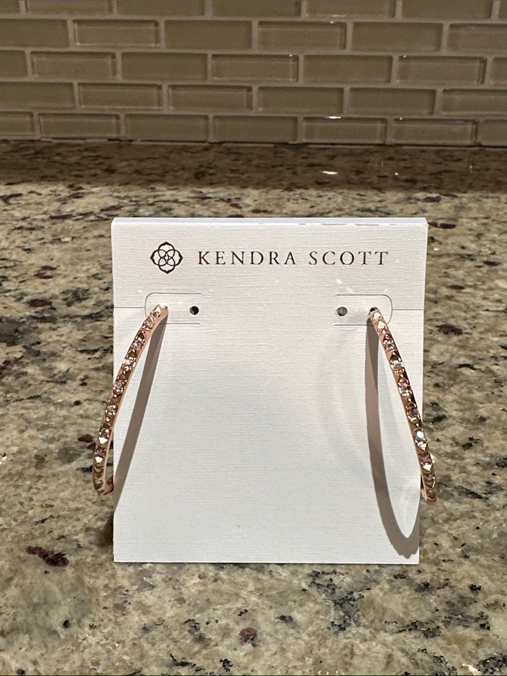 Kendra Scott Veronica Hoop Earrings In Rose Gold with Iridescent Crystal